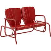 Ridgeland Outdoor Loveseat Glider in Gloss Bright Red Metal