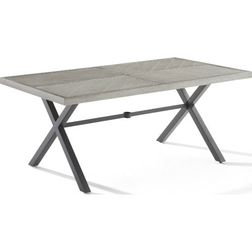 Otto Outdoor 68" Metal Dining Table in Gray & Black Metal