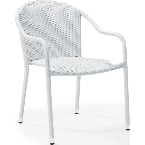 Palm Harbor Outdoor Stackable Dining Arm Chairs in White Resin Wicker (Set of 4)