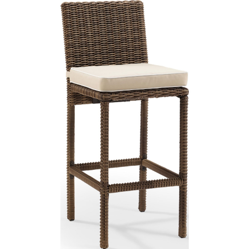 Bradenton Outdoor Bar Stool in Resin Wicker & Sand Cushions (Set of 2)