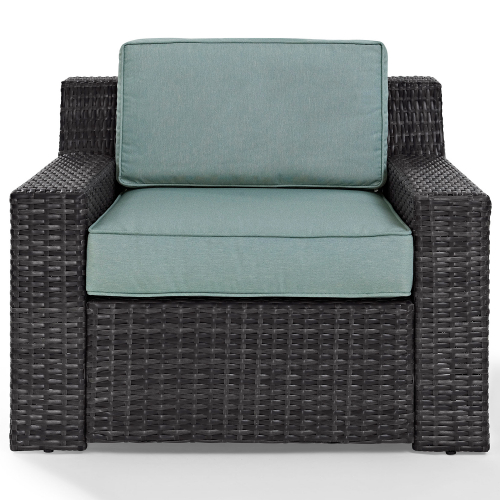 Beaufort Outdoor Arm Chair in Resin Wicker with Mist Cushion