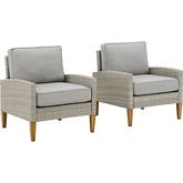 Capella Outdoor Chair in Gray Poly Wicker & Acorn Steel (Set of 2)