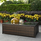 Palm Harbor Outdoor Coffee Table in Resin Wicker & Tempered Glass