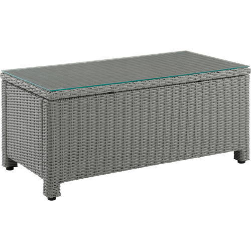 Bradenton Outdoor Coffee Table in Gray Resin Wicker & Tempered Glass