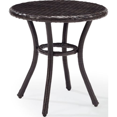 Palm Harbor Outdoor Round Side Table in Brown Resin Wicker