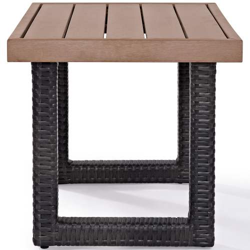 Beaufort Outdoor Side Table in Resin Wicker w/ Polywood Top