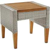 Capella Outdoor Side Table in Gray Resin Wicker & Acorn Brown Steel