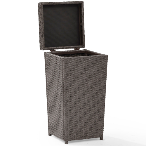 Palm Harbor Outdoor Trash Bin in Gray Resin Wicker