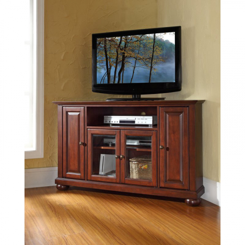 Alexandria 48" Corner TV Stand in Vintage Mahogany Finish