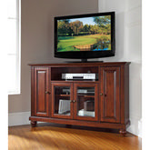 Cambridge 48" Corner TV Stand in Vintage Mahogany Finish