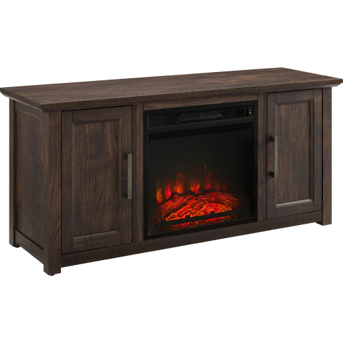 Camden 48" Low Profile TV Stand in w/ Fireplace in Dark Walnut Finish