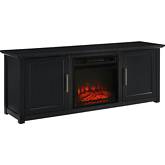 Camden 58" Low Profile TV Stand in w/ Fireplace in Black Finish