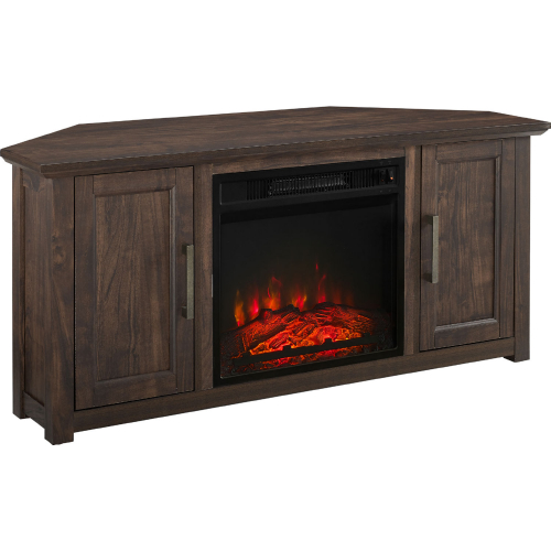 Camden 48" Corner TV Stand in w/ Fireplace in Dark Walnut Finish