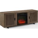 Silas 58" Low Profile TV Stand w/ Fireplace in Walnut Finish