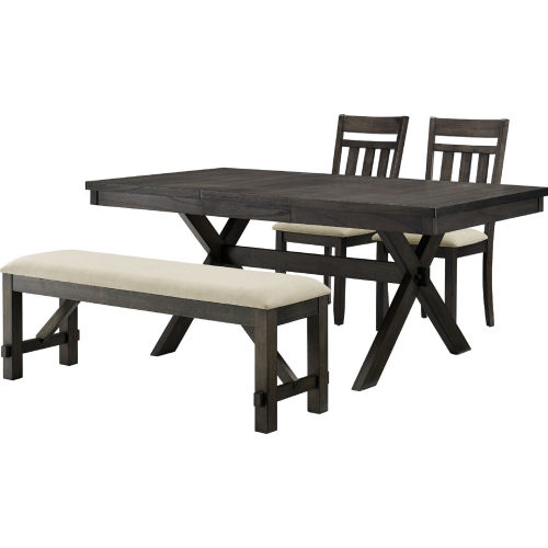 Hayden 4 Piece Dining Set in Slate Finish & Cream Linen