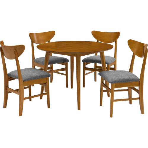 Landon 5 Piece Round Dining Set in Acorn Finish