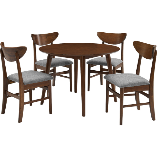 Landon 5 Piece Round Dining Set in Mahogany Finish