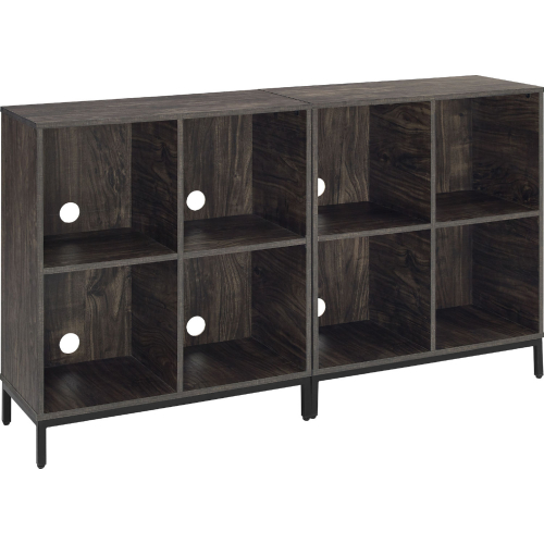 Jacobsen 2 Piece Record Storage Cube Bookcase Set in Brown Ash & Black