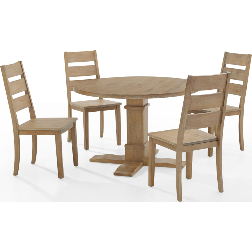 Joanna 5 Piece Round Dining Set in Rustic Brown