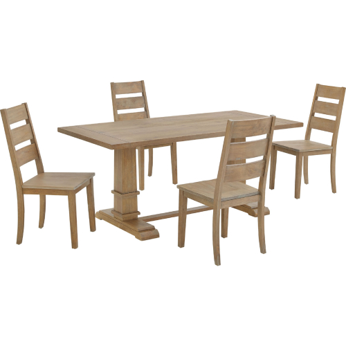 Joanna 5 Piece Dining Set w/ Ladder Back Chairs in Rustic Brown Cream