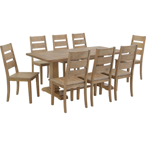 Joanna 9 Piece Dining Set w/ Ladder Back Chairs in Rustic Brown