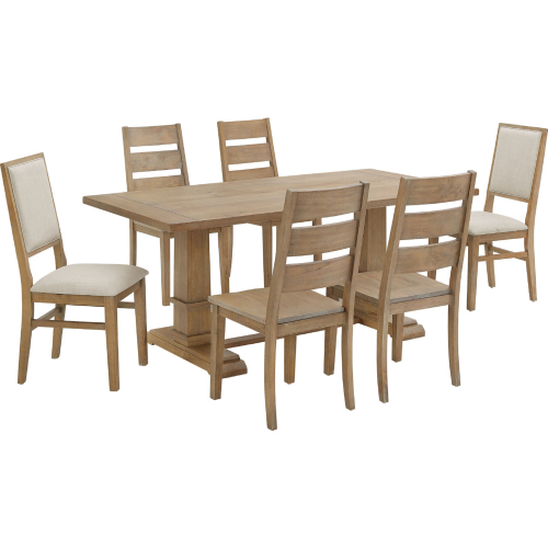 Joanna 7 Piece Dining Set w/ Chairs Set in Brown & Cream