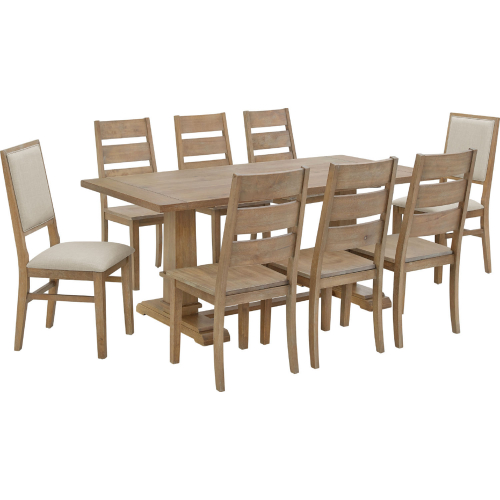 Joanna 9 Piece Dining Set w/ Chairs in Brown & Cream