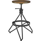 Kalen Adjustable Height Swivel Stool in Wood & Black Metal (Set of 2)