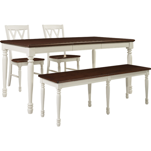 Shelby 4 Piece Dining Set in White Wood