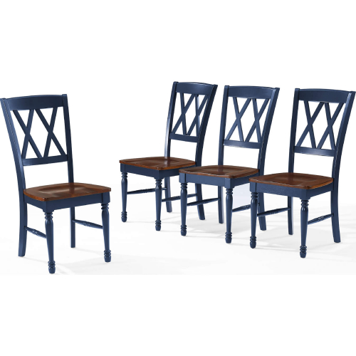 Shelby Dining Chair in Navy & Cherry Finish (Set of 4)