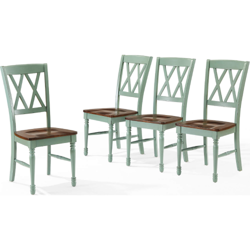 Shelby Dining Chair in Distressed Teal & Cherry Finish (Set of 4)