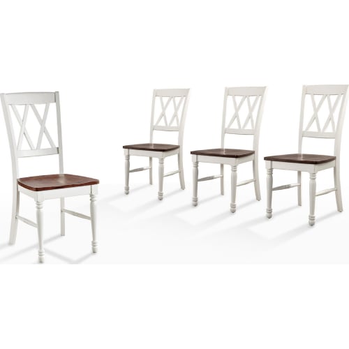 Shelby Dining Chair in Distressed White & Cherry Finish (Set of 4)