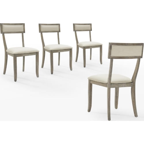 Alessia Dining Chair in Rustic Gray Wash Wood & Cream Fabric (Set of 4)