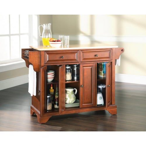 Lafayette Kitchen Island in Classic Cherry Finish w/ Natural Wood Top