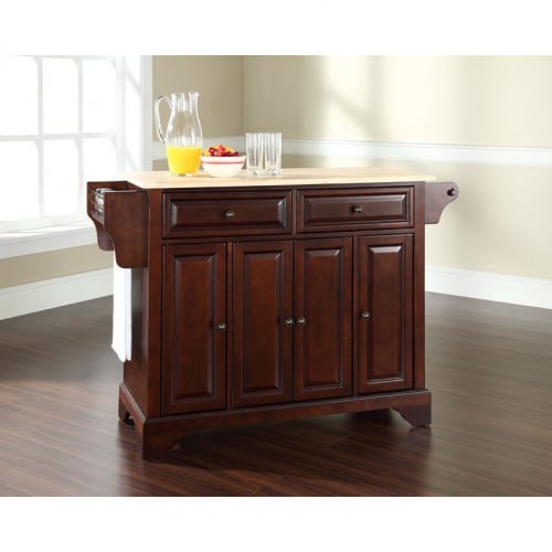 Lafayette Kitchen Island in Vintage Mahogany Finish w/ Natural Wood Top