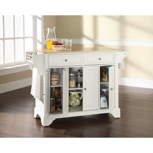 Lafayette Kitchen Island in White Finish w/ Natural Wood Top