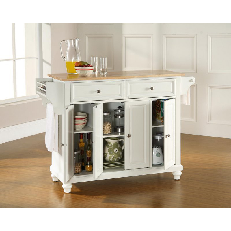 Crosley Butcher Block Top Kitchen Island - White