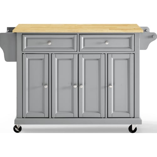 Kitchen Cart Island in Vintage Grey Finish w/ Natural Wood Top