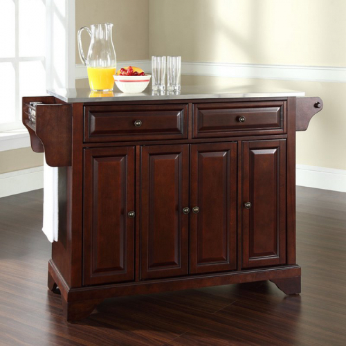 Lafayette Kitchen Island in Vintage Mahogany Finish w/ Stainless Steel Top