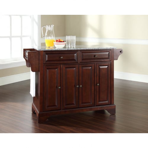 Lafayette Kitchen Island in Vintage Mahogany Finish w/ Salt & Pepper Granite Top