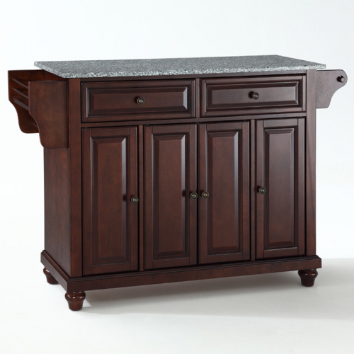 Cambridge Kitchen Island in Vintage Mahogany Finish w/ Salt & Pepper Granite Top