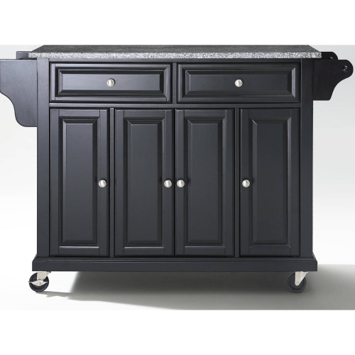 Kitchen Cart in in Black Finish w/ Gray Granite Top