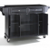 Kitchen Cart Island in Black Finish with Solid Black Granite Top