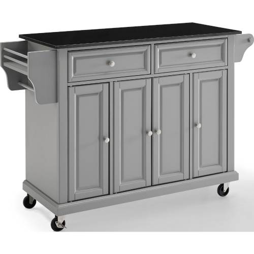 Kitchen Cart in Vintage Grey Finish w/ Black Granite Top