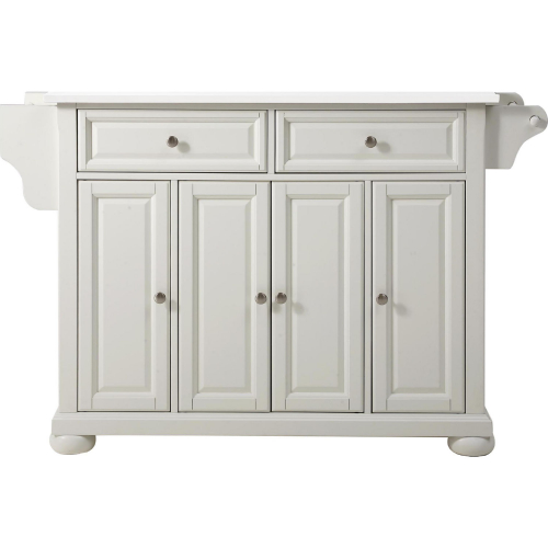 Alexandria Kitchen Island Cart in White Finish w/ White Granite Top