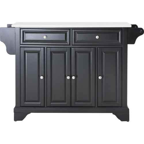 Lafayette Kitchen Island Cart in Black Finish w/ White Granite Top