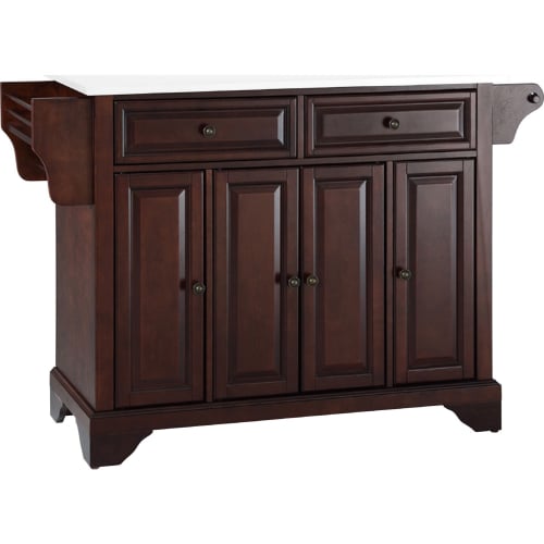 Lafayette Kitchen Island Cart in Mahogany Finish w/ White Granite Top