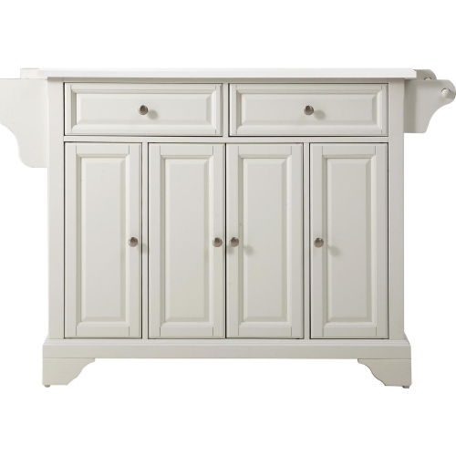 Lafayette Kitchen Island Cart in White Finish w/ White Granite Top