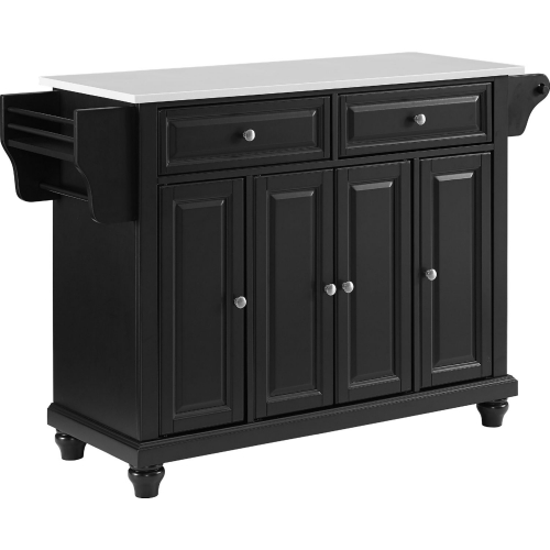 Cambridge Kitchen Island Cart in Black w/ White Granite Top