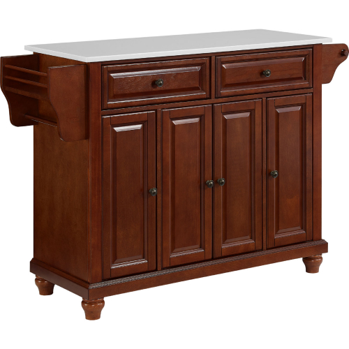 Cambridge Kitchen Island Cart in Mahogany w/ White Granite Top